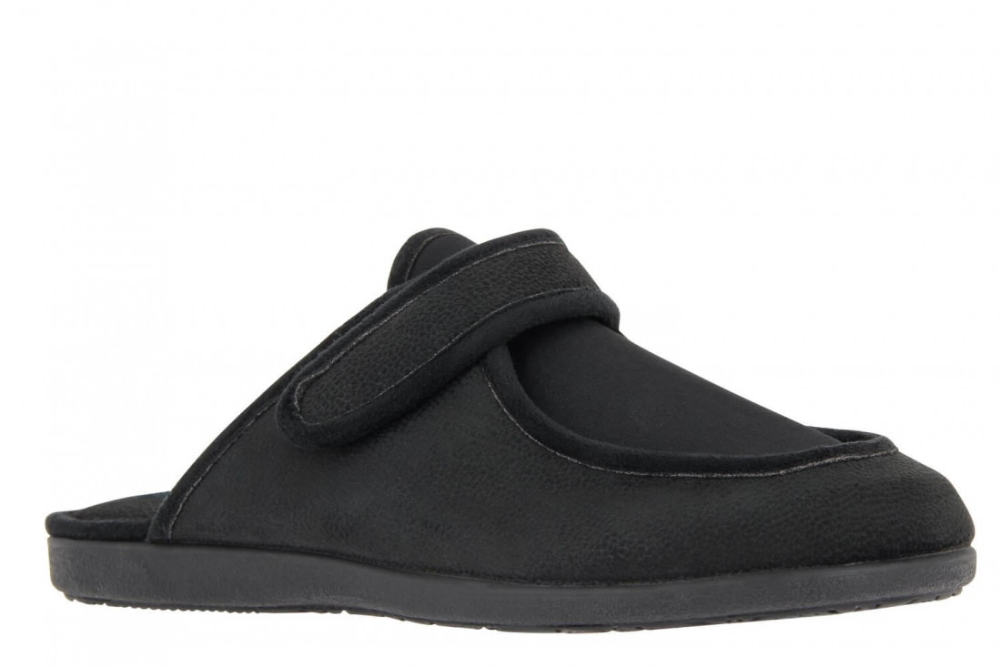 Varomed Herren Pantoffel Mika schwarz Weite G